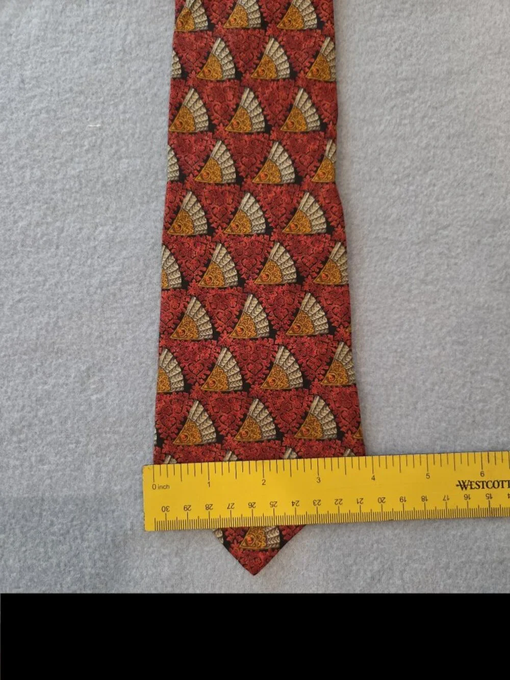 Ermenegildo Zegna Men's Red/Orange Playful Pattern Luxury Silk Tie 4.0x59